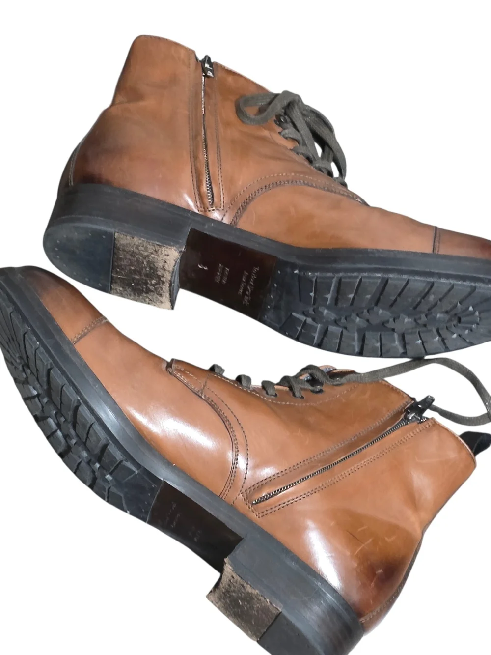 To Boot New York Adam Derrick Brown Leather Combat Ankle Boots Italy Zip Up 8
